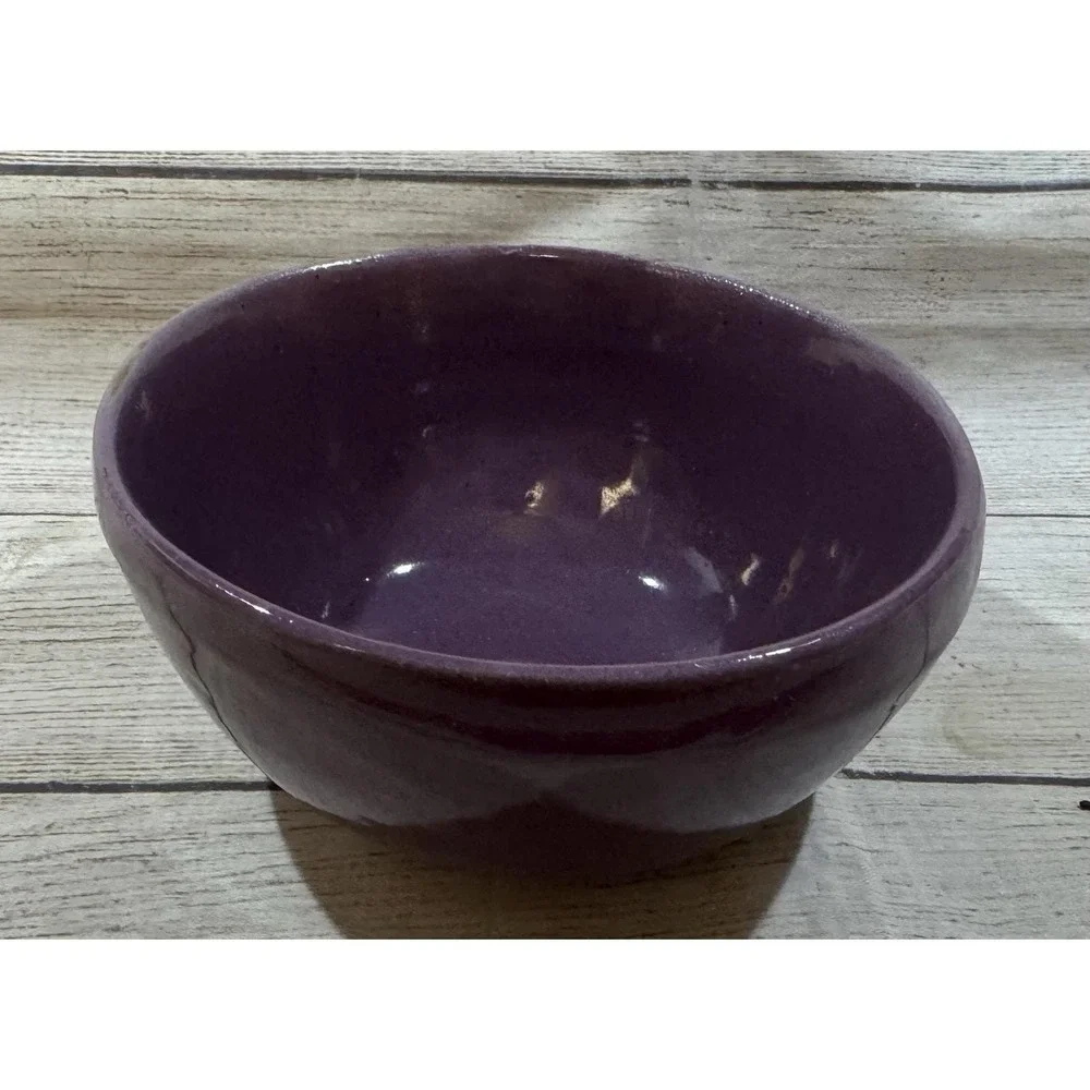 Vintage BB Bybee Pottery KY Small Purple Bowl Dish Handmade
